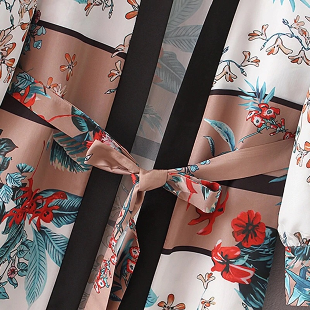 Belted Kimono Floral Cardigan - Picture 4 of 4